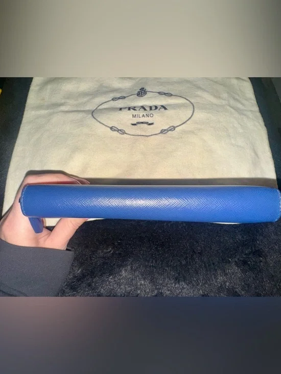 Prada Blue Saffiano Leather Zip Wallet - Picture 5 of 7